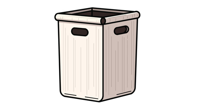 White Fabric Laundry Basket with Handles for Home Organization and Storage Illustration