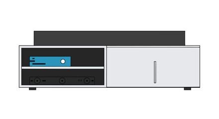 Fototapeta premium Modern Minimalist TV Stand and Media Console with Storage Compartments and Electronic Device Illustration