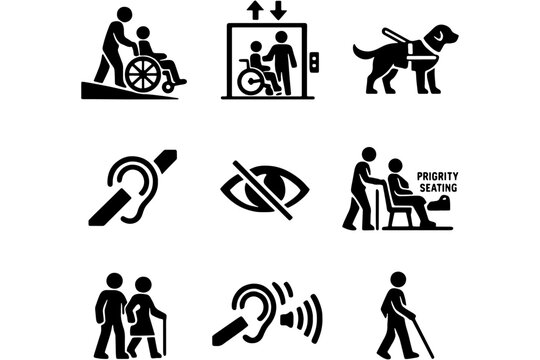 Inclusive Public Facility Accessibility Icons Illustration