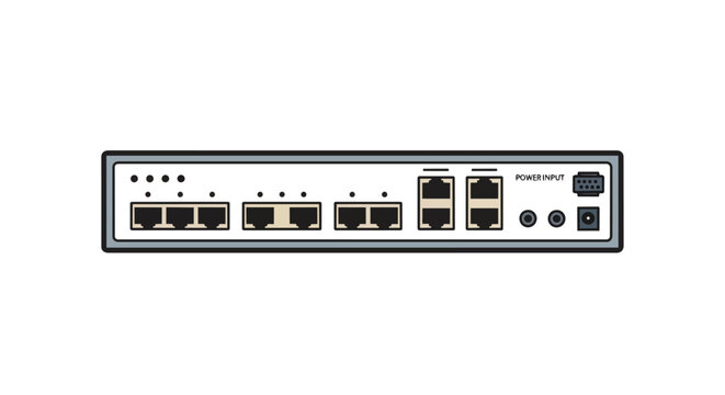 Professional Network Ethernet Switch Illustration with Multiple Ports for Data Connectivity and Enterprise IT Infrastructure