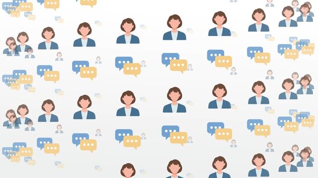 Avatars and Chat Female Avatar and Speech Bubble Seamless Pattern Background Customer Support Social Media and Communication Concept.