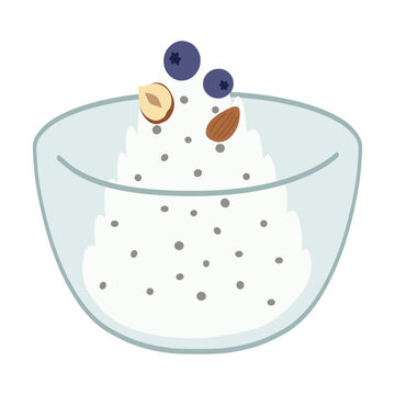 Healthy tapioca pudding with blueberries, nuts