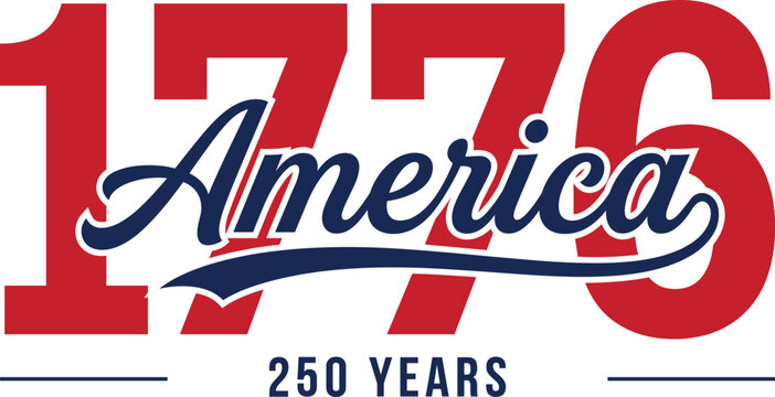 Celebrates america's 250th anniversary, with 1776 america 250 years on white / transparent background