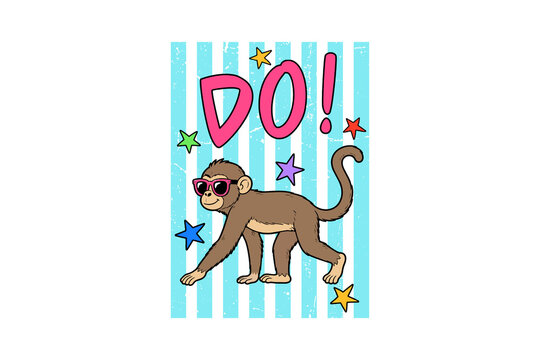 Funny 'Monkey DO' Retro Cartoon Character Sublimation Design
