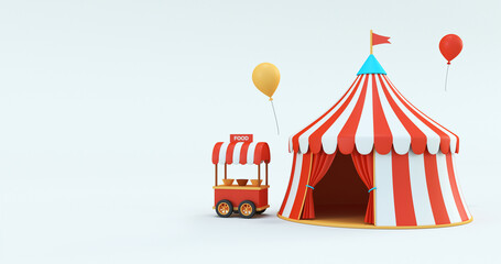 carnival tent with food cart 3d render © Queen Nadeesha