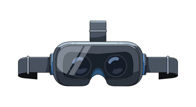 Modern Virtual Reality Headset and VR Goggles Illustration for Gaming and Metaverse Simulation Isolated on White