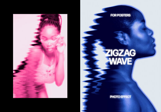 Zigzag Wave Photo Effect &ndash; Distortion for Poster & Social Media (PSD)