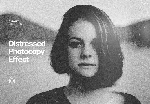 Distressed Copy Photo Effect &ndash; Monochrome for Album Cover & Social Media (PSD)