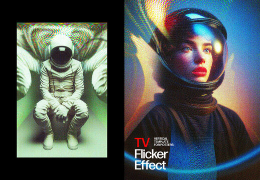 TV Flicker Photo Effect &ndash; Glitching for Poster & Social Media (PSD)