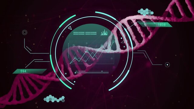 HUD activating, magenta helix shifting right while line graph rising to show data gain