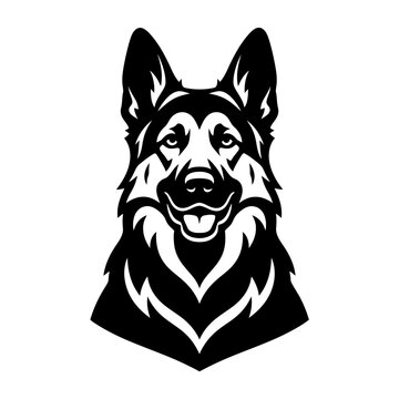 German Shepherd front portrait silhouette