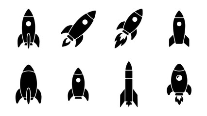 Rocket Ship Icons, Space Exploration Vector Set, Futuristic Spacecraft Collection © MIRA
