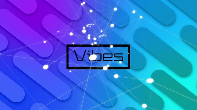 Tiny glitch pixels popping at logo edge starting particle web around Vibes logo, revealing branding