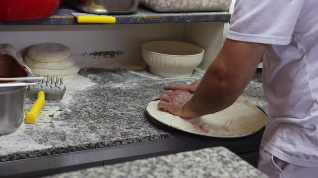 Making Pizza Dough in Italian Restaurant Kitchen