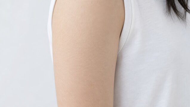 二の腕の細かな産毛を見せる肌接写