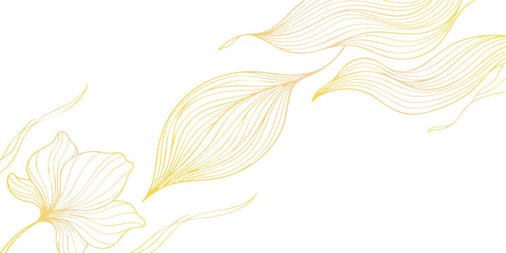 Abstract background with yellow floral waves and pink lily petals creates a beautiful nature illustration featuring fresh macro leaves and soft feather textures in a vector art design