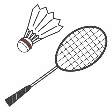 Badminton racket and shuttlecock on white background sports equipment game