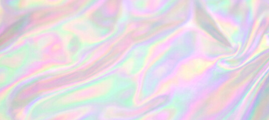 Obraz premium A soft and shimmering iridescent fabric texture displaying a blend of pastel colors that create a dreamy, ethereal appearance suitable for creative projects.