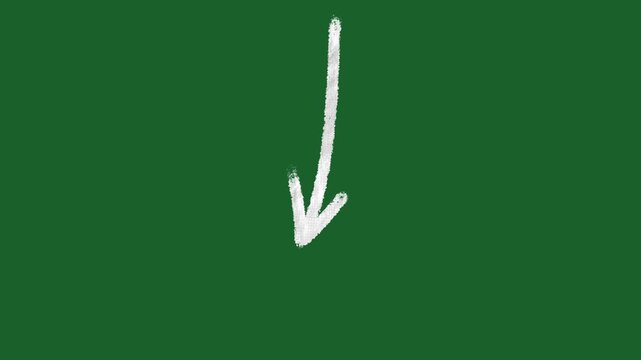 2D Hand Drawn Animated Downward Pointing Arrow on Green Screen