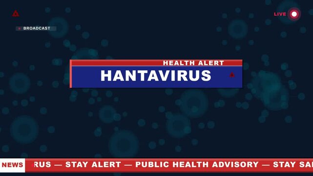 Hantavirus health alert breaking news broadcast graphic. 4K Video