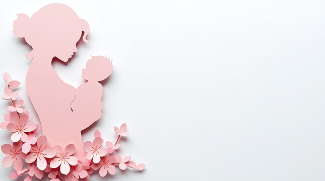 Mother's Day Papercraft Silhouette of Mother Holding Baby