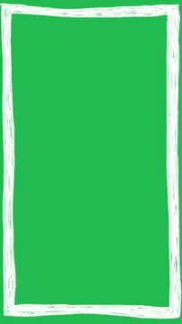 Hand Drawn Zigzag Lines Grunge Frame Animation Green Screen White Rough Vertical Border