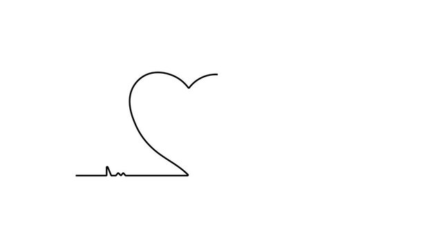 Single black line drawing on white background Keywords: abstract, art, black, background, curve