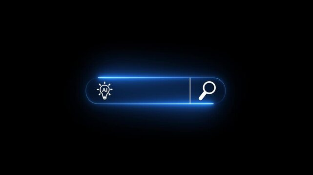 AI search bar interface concept .representing artificial intelligence, smart search engine, data analysis, machine learning. Motion graphics of machine learning idea AI search concept..