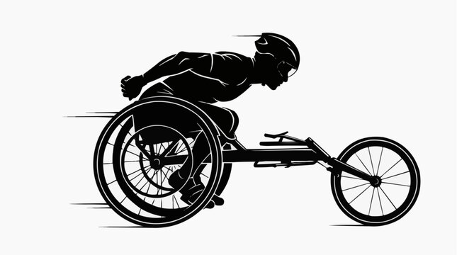 Wheelchair Racing Athlete Silhouette in Aerodynamic Position &mdash; Paralympic Sport Speed and Overcoming Adversity