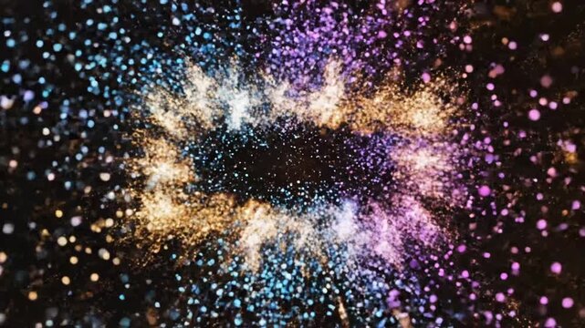 Beautiful particles create visual effects for your projects with VSRExport in a dark background