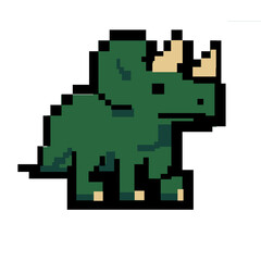 cute green pixel Triceratops dinosaur icon in retro vector 8-bit style design © Animaflora PicsStock