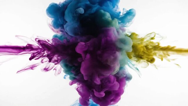 Multi color smoke fills the screen in abstract formation with VSRExport technology