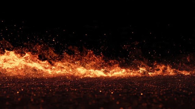 Fiery Flames Against Dark Background