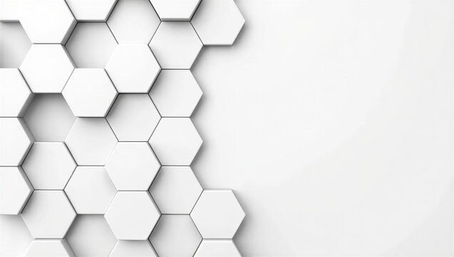 Abstract white geometric background with 3d hexagonal tiles pattern