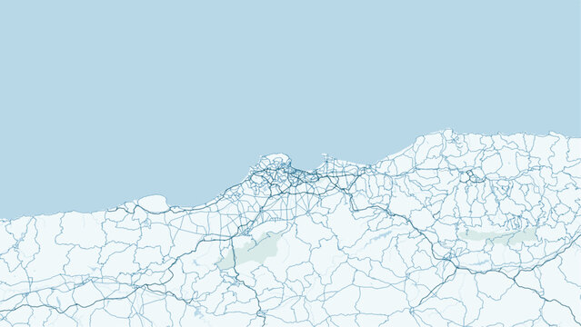 Modern minimalist vector map of Algiers (Alger), Algeria. High-quality scalable illustration of Algiers city grid, Casbah, Port of Algiers, and Bay of Algiers layout for posters and ur