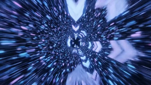 Futuristic tunnel, abstract background, purple blue motion, speed effect, digital art