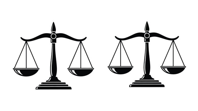 Scales of justice silhouette on a white background