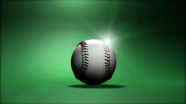 baseball glowing on green background