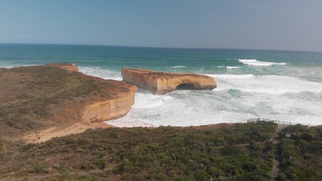 Loch Ard Gorge on the Great Ocean Road, Australia. Amazing aerial view