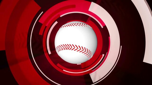 baseball ball on red background animation