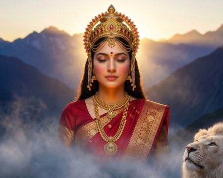 Ma Sherawali Portrait &ndash; Himalayan Sacred Glow