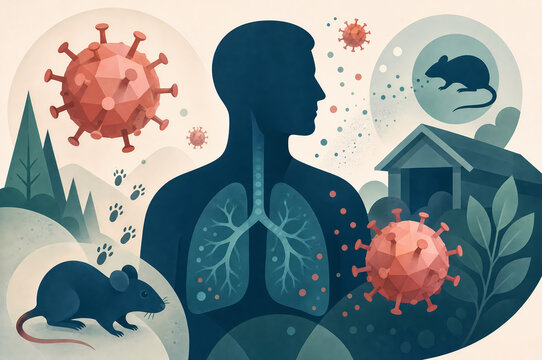 Illustration depicting human lung health affected by hantavirus