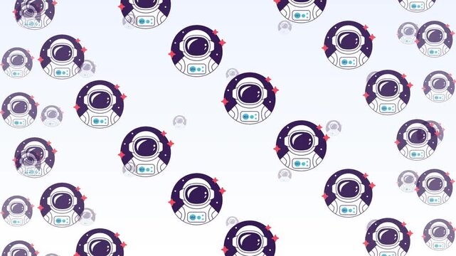 Astronauts Cute Astronaut Helmet Seamless Pattern Background Space Exploration Science Fiction and Galaxy Discovery Concept.