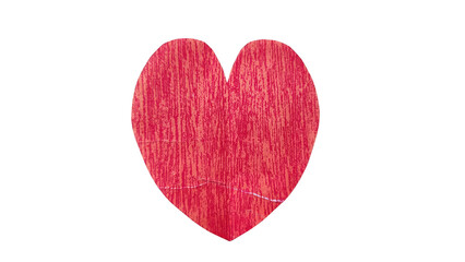 Fototapeta premium Red heart with textured pattern as a valentine symbol isolated on transparent background