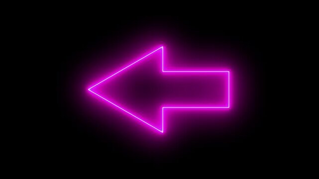 Neon line arrow pointing left on white background. direction symbol indicating back or previous page. simple red pointer showing opposite direction.