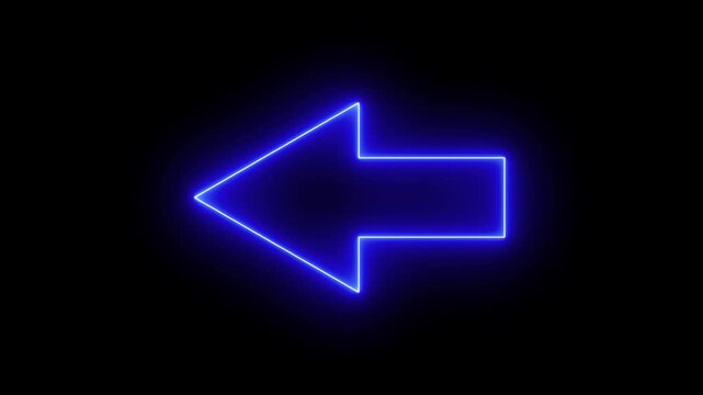 Neon line arrow pointing left on white background. direction symbol indicating back or previous page. simple red pointer showing opposite direction.