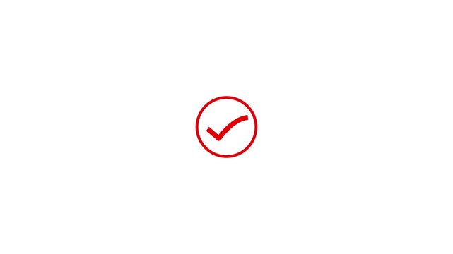Check animated icon with white background. Green check mark, tick, yes, or OK symbol on green circle. tick confirm correct accept select checkbox circle sign 