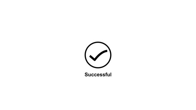 Abstract green check mark with successful text animation on white background. Tick mark done icon completes accept with payment successfully text animation, successfully done, approved sign tick icon 
