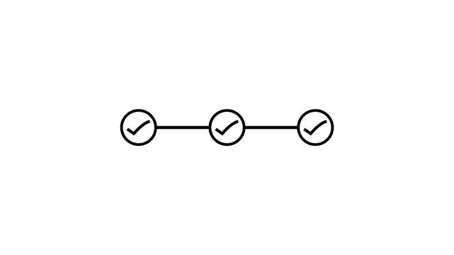 3 step infographic process with check mark icon. infographic step by step process icon animation. step process success with check marks. Step-by-Step Guide. 4k videos