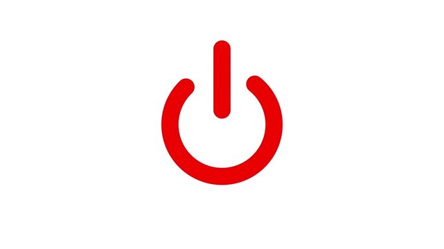 Switch power reset button symbol animation on transparent background. start turn on off button animation. 4k video animation. Off on power button concept.